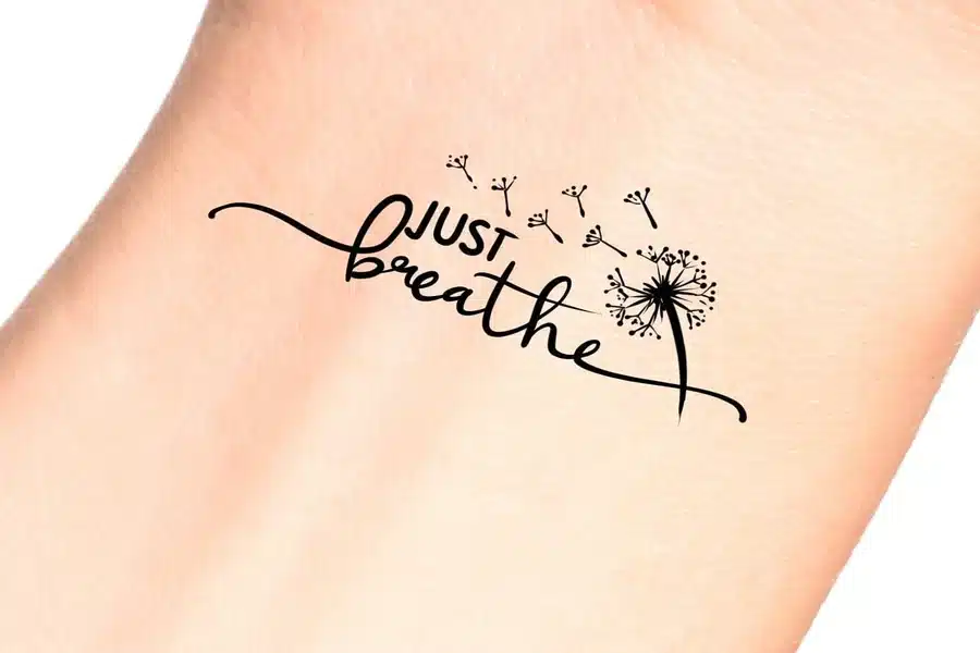 Blown Dandelion Tattoo with Quote