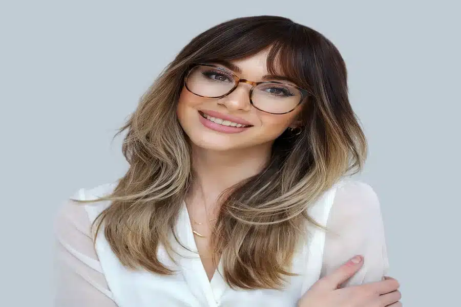 Long Curtain Bangs With Glasses