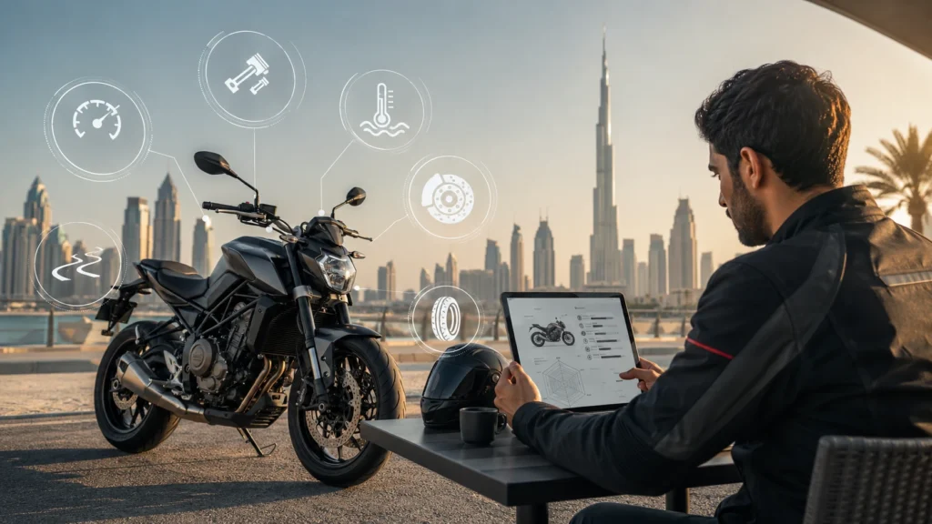 How to evaluate performance when reviewing a motorcycle for sale online in the UAE